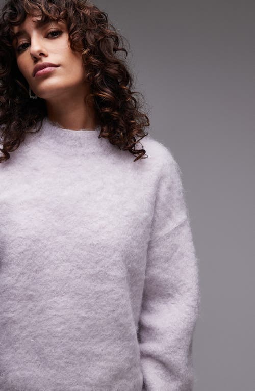 Shop Topshop Fluffy Crewneck Sweater In Lilac