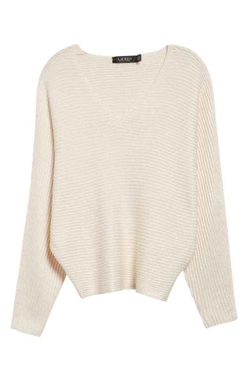 Lauren Ralph Lauren Dolman Sleeve Cotton Blend Sweater In Mascarpone Cream