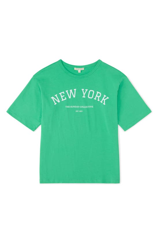 Shop The Sunday Collective Kids' Sunday Organic Cotton Graphic T-shirt In Green