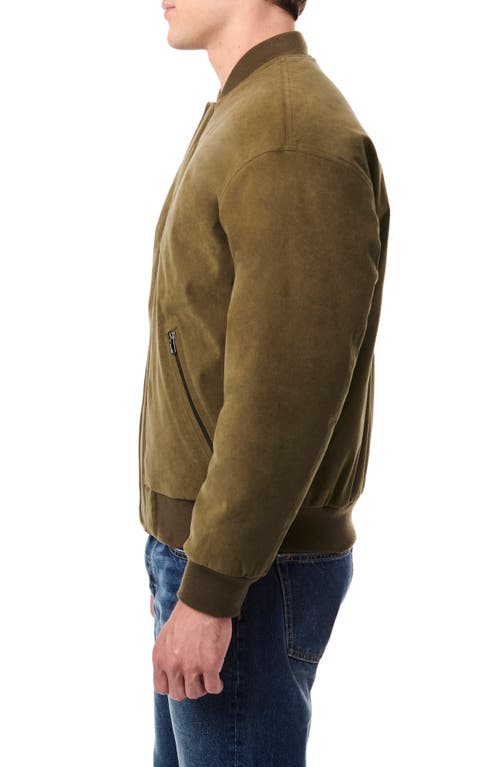 Shop Bernardo Classic Faux Suede Bomber Jacket In Olive