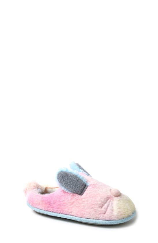 Dearfoams Kids' Faux Fur Easter Clog Slipper In Pink Tie Dye