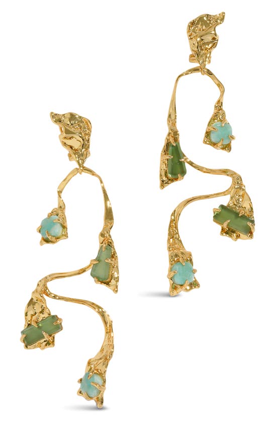 Alexis Bittar Amazonite Mobile Balance Drop Earrings In Gold