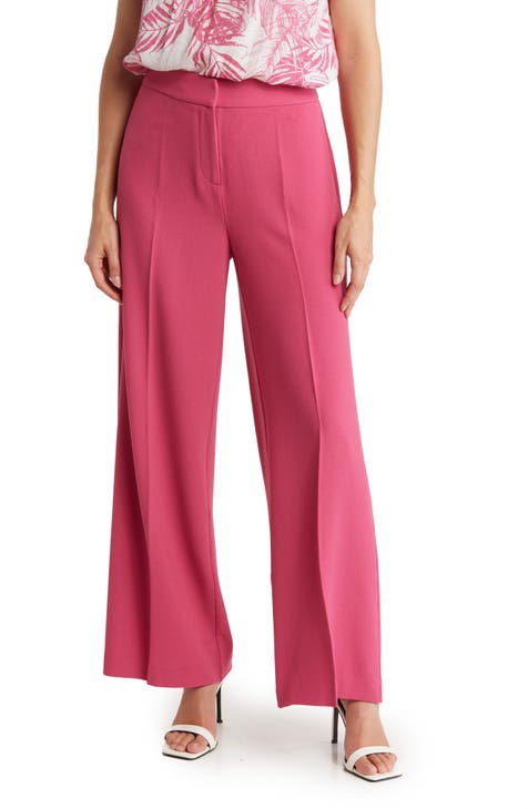  ANACRO Pants for Women - High Waist Plisse Wide Leg Pants  (Color : Baby Pink, Size : X-Small) : Clothing, Shoes & Jewelry