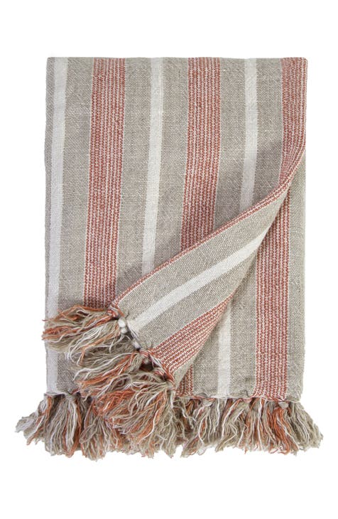 Montecito Stripe Linen Throw Blanket