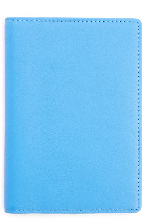 ROYCE New York Personalized RFID Leather Card Case in Light Blue- Silver Foil 