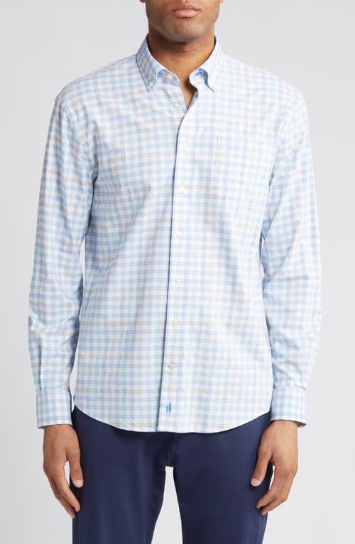 Scull Check Performance Button-Down Shirt in Wake