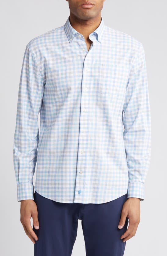 Johnnie-o Scull Check Performance Button-down Shirt In Wake