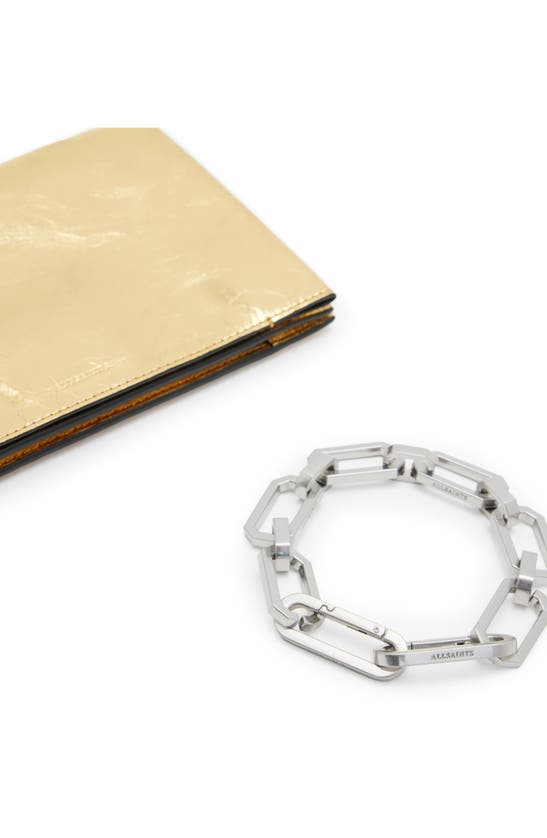 Allsaints Yua Leather Clutch In Gold