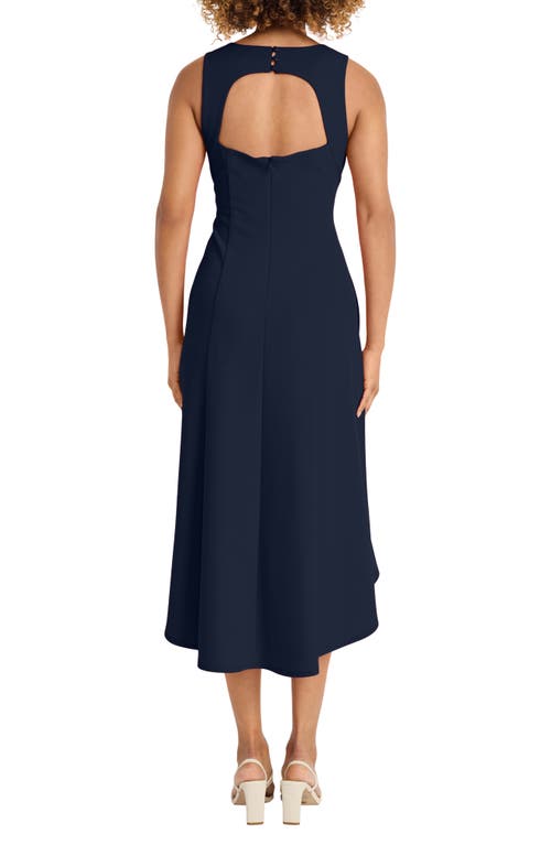 Shop Maggy London Open Back High-low Midi Dress In Twilight Navy