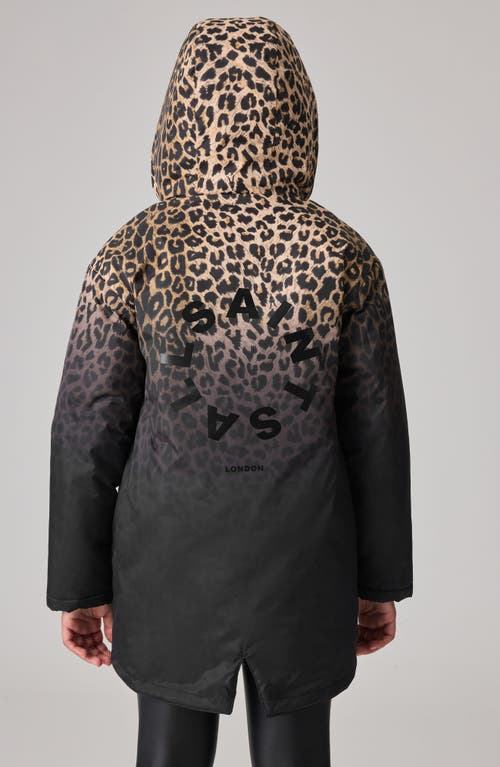 Shop Allsaints Sm By  Kids' Leopard Mac Hooded Coat In Black