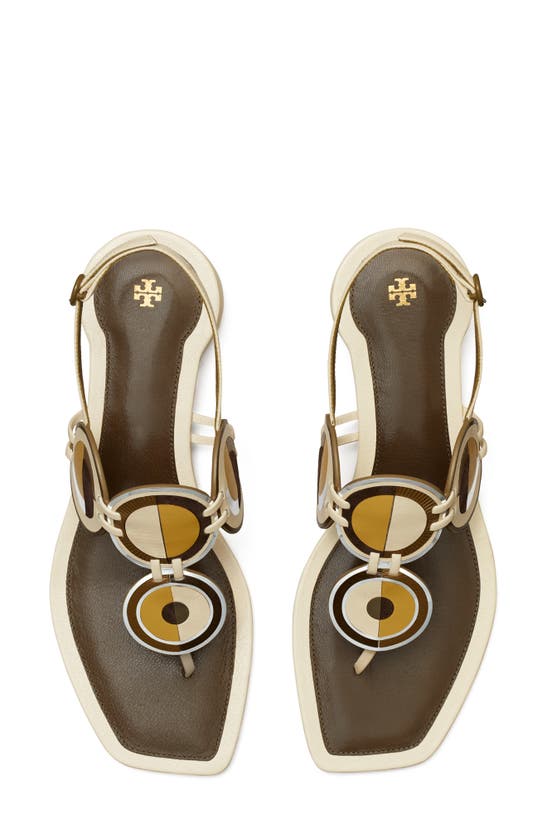 Tory Burch Marquetry Disk Sandal In Light Cream /toasted Sesame | ModeSens