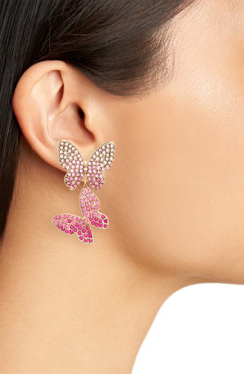 Shop Baublebar Butterfly Pavé Crystal Drop Earrings In Pink