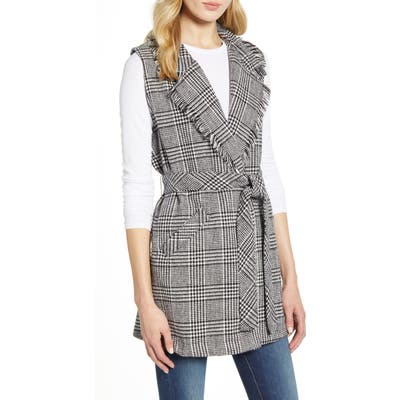 Wit & Wisdom Fringe Collar Belted Vest, Grey (Nordstrom Exclusive)