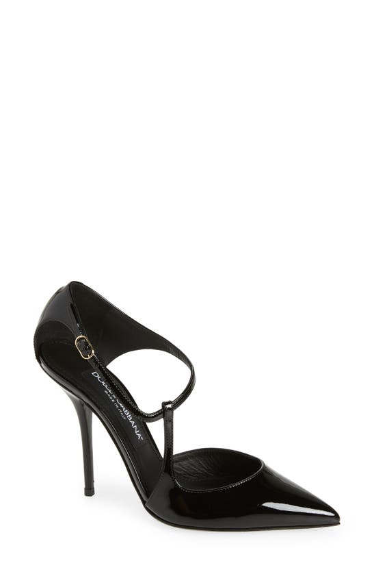 Dolce & Gabbana Cardinale T-strap Pointed Toe Pump In Black