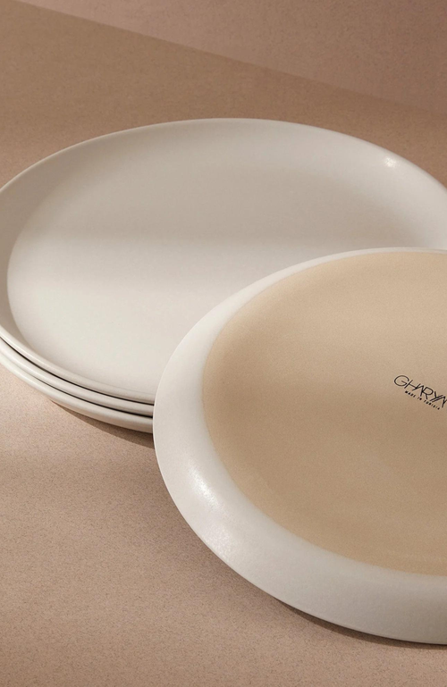Gharyan Stoneware Tunisian Dinner Plates Set Of 4 In White