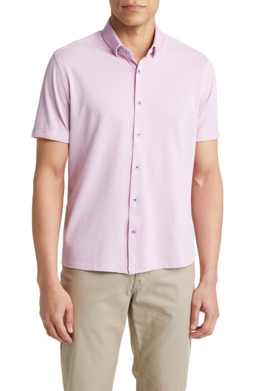 Performance Piqué Short Sleeve Button-Up Shirt in Lavender