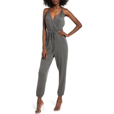 All In Favor Surplice Sleeveless Jumpsuit, Grey