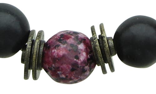 Olivia Welles Dana Beaded Bracelet In Burnished Gold/black