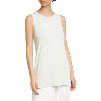 Eileen Fisher Crewneck Long Tank Top, Green