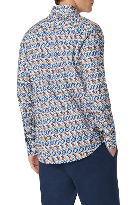 Shop Bugatchi Julian Chain Link Print Stretch Button-up Shirt In Caramel