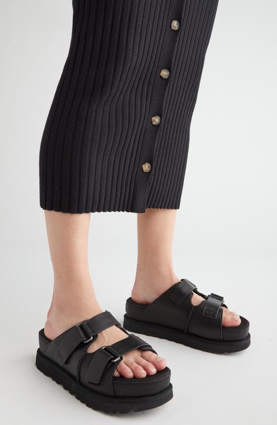 Shop Ugg Goldenstar Platform Slide Sandal In Black