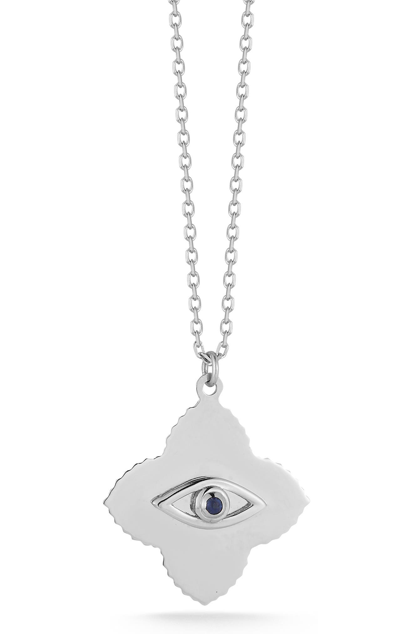 Sphera Milano 14k White Gold Sapphire Evil Eye Necklace