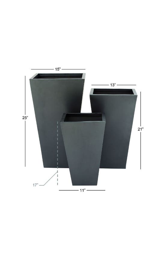 WILLOW ROW WILLOW ROW BLACK METAL CONTEMPORARY PLANTER WITH TAPERED BASE & POLISHED EXTERIOR
