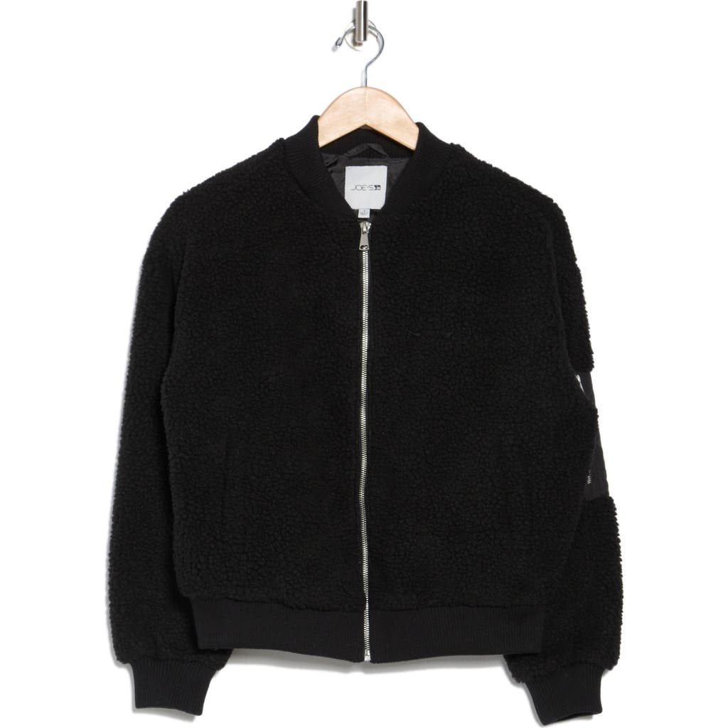 Shop Joe's Faux Shearling Bomber Jacket In Black
