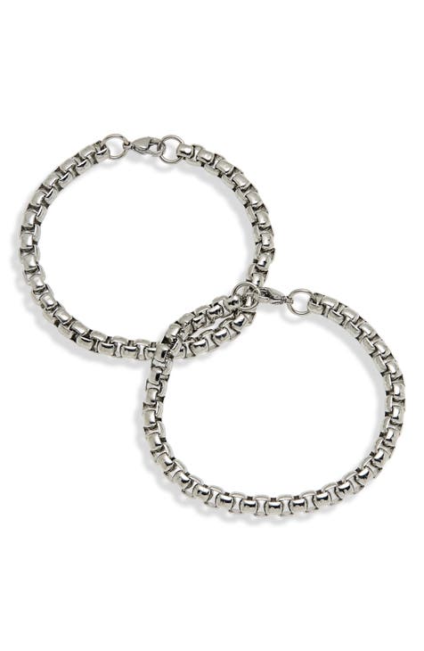 Men's Set of 2 Box Chain Bracelets