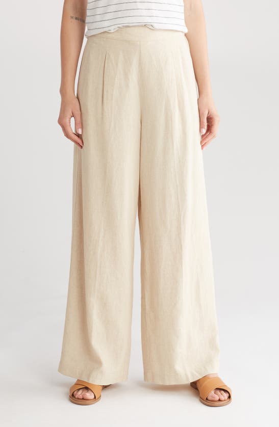 Shop Madewell High Waist Wide Leg Linen Blend Pants In Natural Undyed