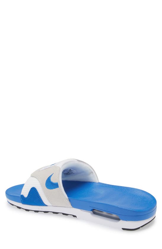 Shop Nike Air Max 1 Slide Sandal In White/ Royal Blue/ Black/ Grey