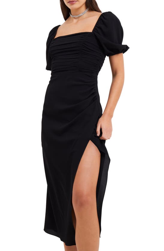 French Connection Afina Ruched Midi Dress In Black