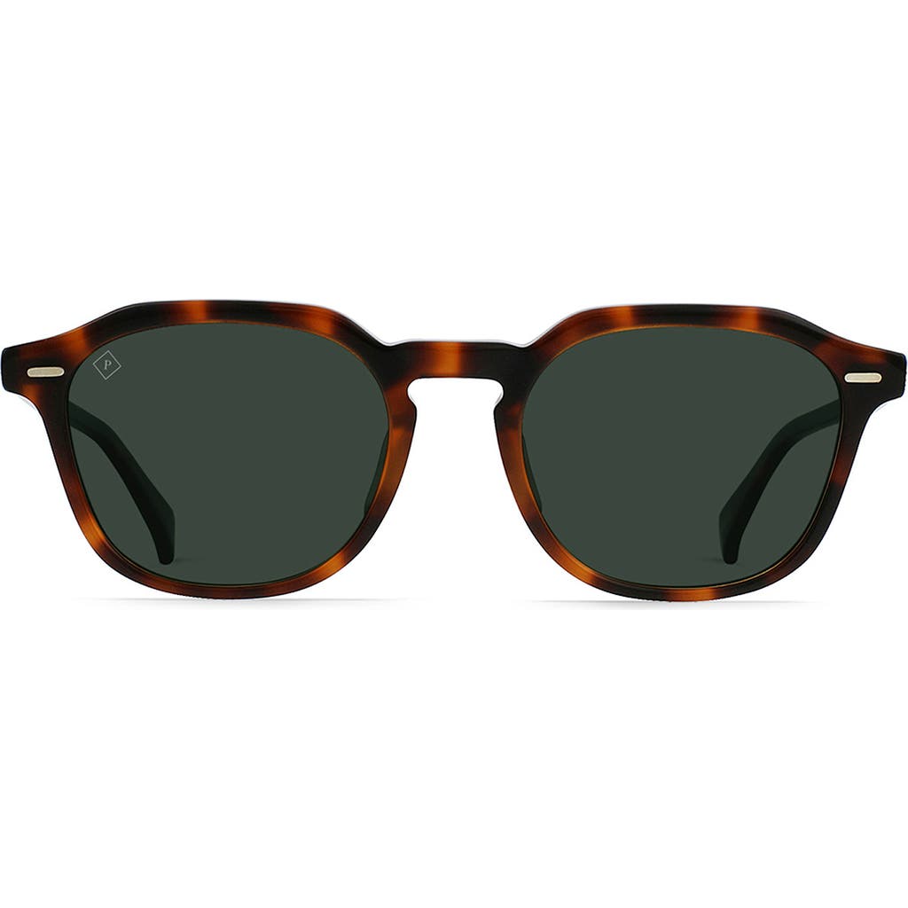 Raen Clyve 52mm Polarized Round Sunglasses In Espresso Tortoise/green Polar
