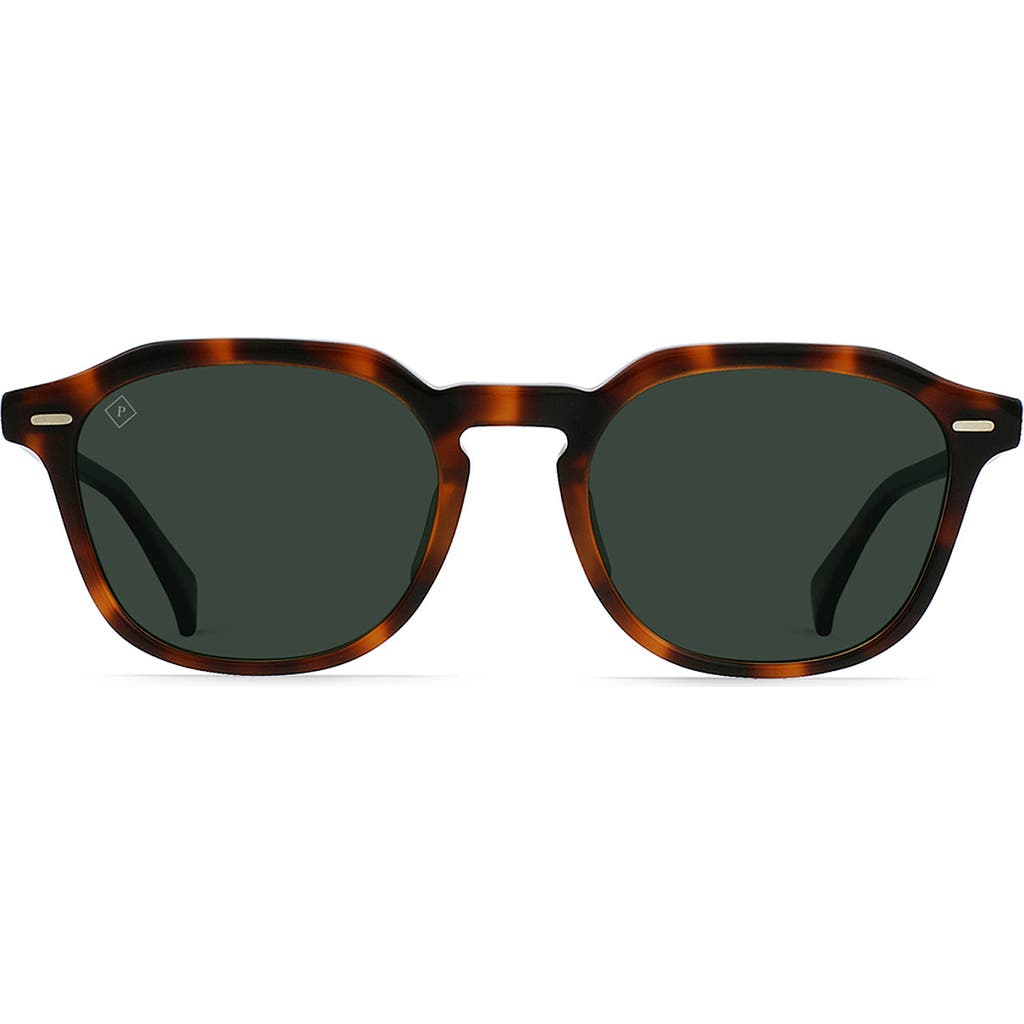 Raen Clyve 52mm Polarized Round Sunglasses In Espresso Tortoise/green Polar