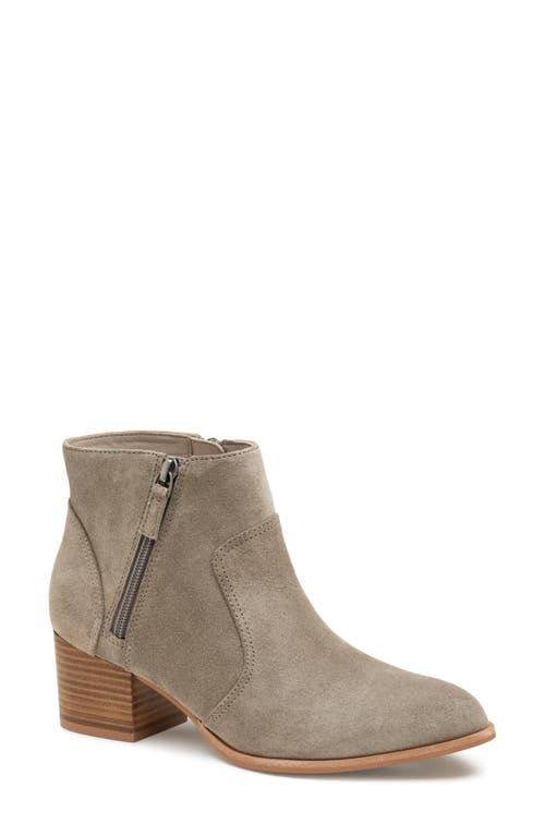 Trista Zip Pointed Toe Bootie in Taupe Suede