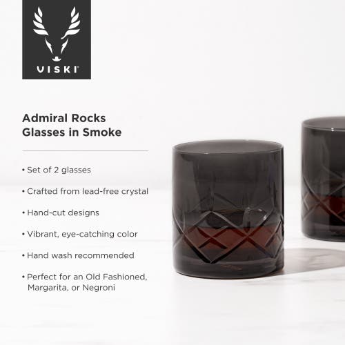 Viski Admiral Crystal Rocks Glasses In Grey