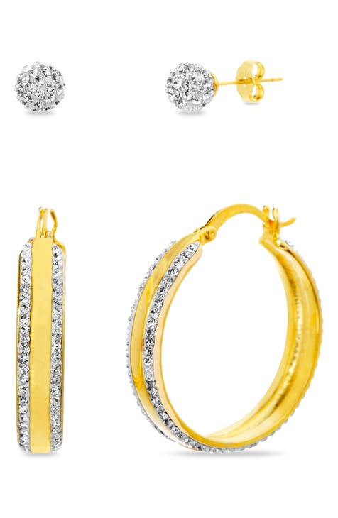 Set of Crystal Hoop & Stud Earrings
