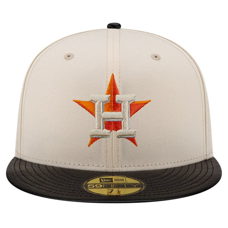 Shop New Era Cream Houston Astros Game Night Leather Visor 59fifty Fitted Hat