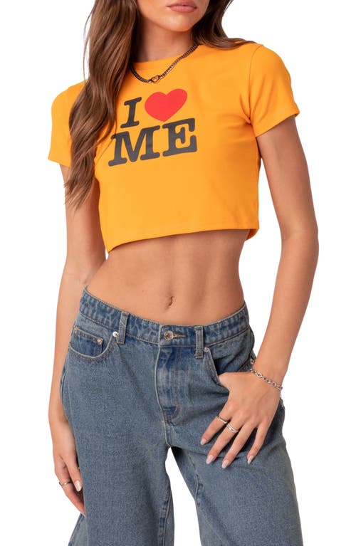 EDIKTED I Love Me Crop Graphic T-Shirt in Orange