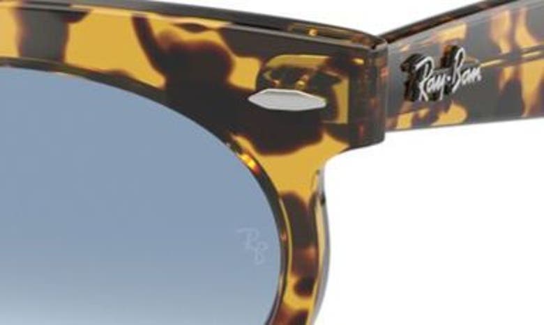 Ray Ban Wayfarer Oval Sunglasses Yellow Havana Frame Blue Lenses 53-22 In Mustard