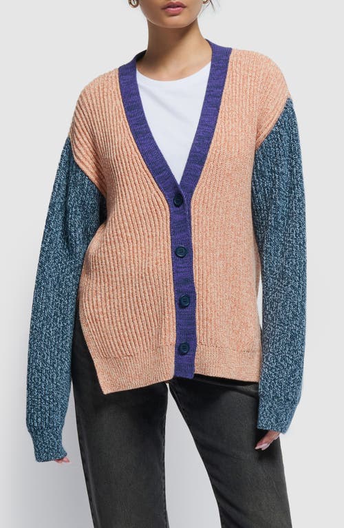 Shop Nation Ltd Sadie Colorblock Marled Cotton Cardigan In Color Block Pheasant