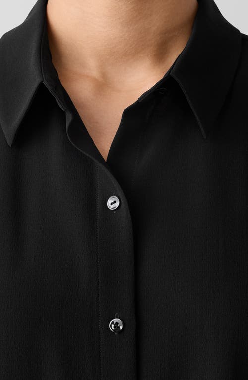 Shop Eileen Fisher Classic Collar Sleeveless Silk Button-up Shirt In Black