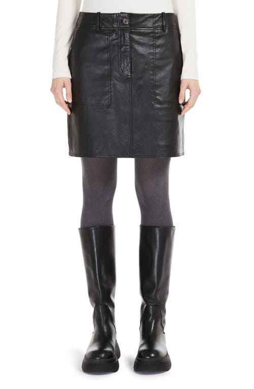 Dry Leather Miniskirt in Black