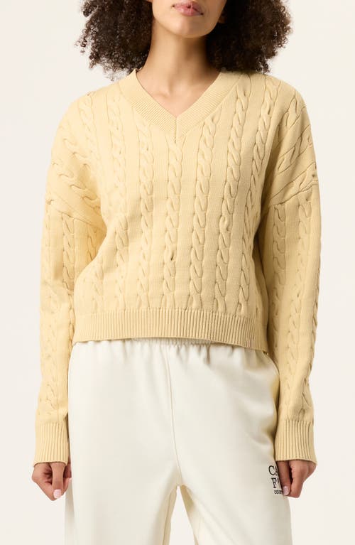 Shop Fila Baseline Cable V-neck Sweater In Soybean