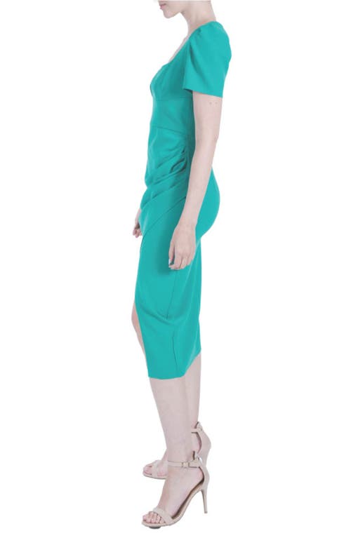 Julia Jordan Ruched Midi Sheath Dress In Resort Emerald
