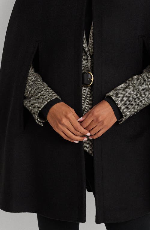 Shop Lauren Ralph Lauren Wool Blend Cape In Black