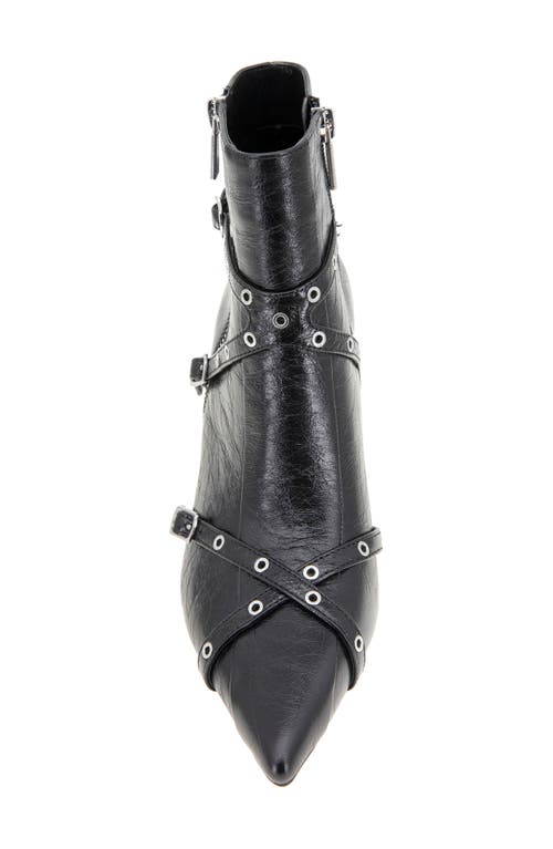Kenneth Cole Umi Pointed Toe Moto Bootie In Black Leather
