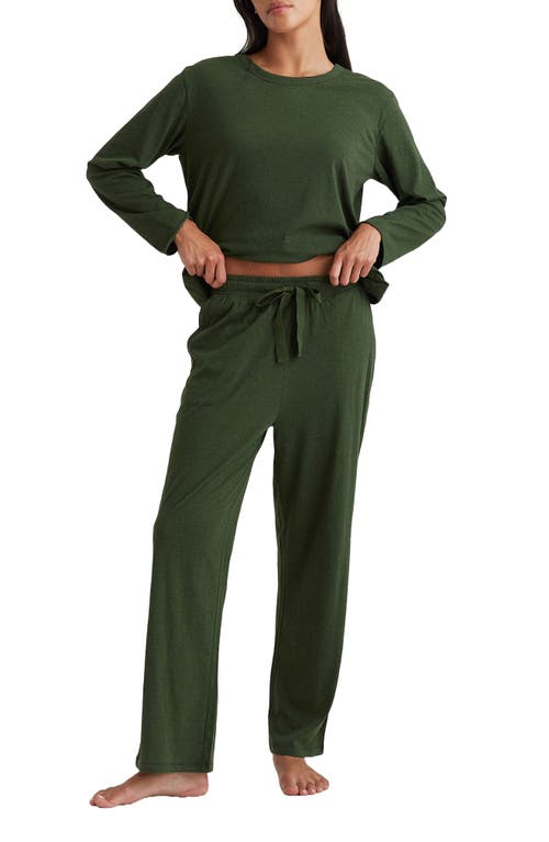 Shop Papinelle Jada Organic Cotton Pajama Pants In Forest Green