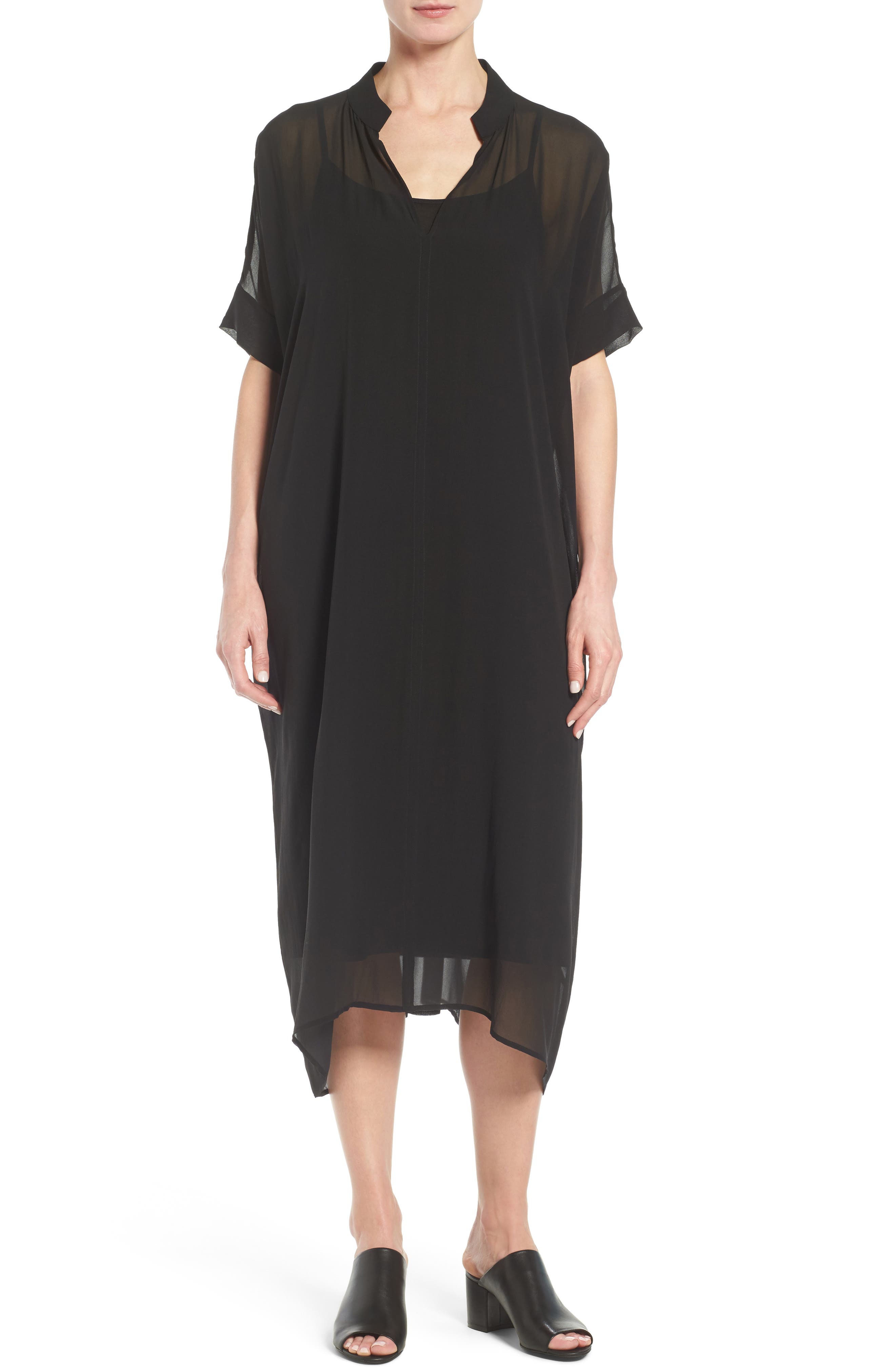 Eileen Fisher Sheer Silk Shift Dress Nordstrom