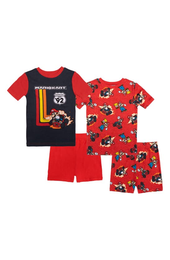 Ame Kid's Mario 4-piece Pajama Set In Red